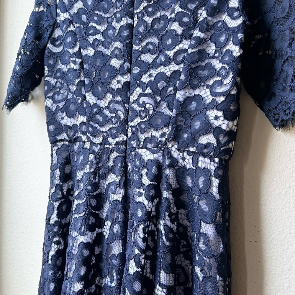 Shoshanna Carmen Lace Fit & Flare Dress in Ink Navy Blue White Sz 6 - Picture 10 of 14
